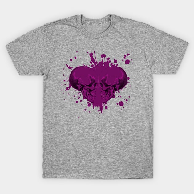 Heart Skulls Splatter T-Shirt by Sassee Designs